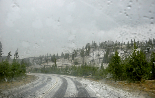 hail storm in Yellowstone National Park